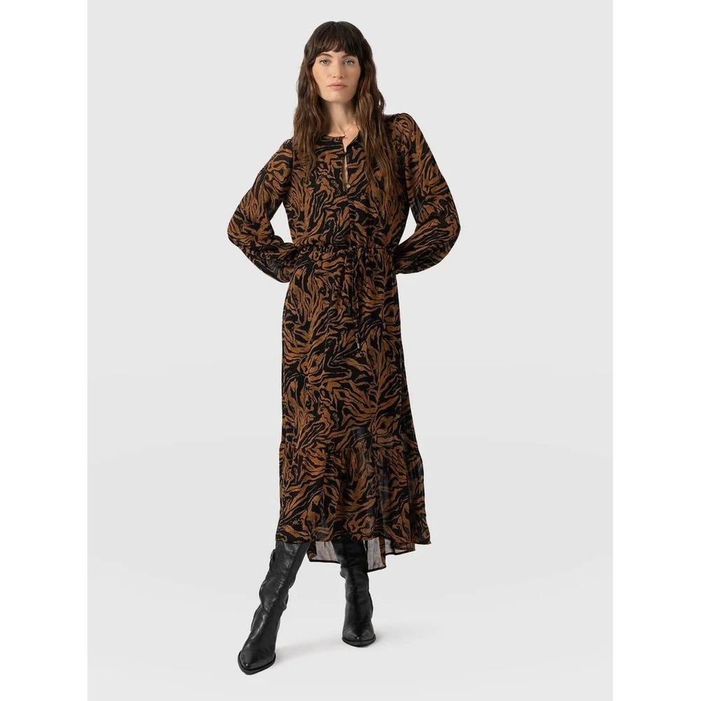 Saint and Sofia Evelyn High Low Dress Womens 16 Brown Zebra Animal Print Luxury